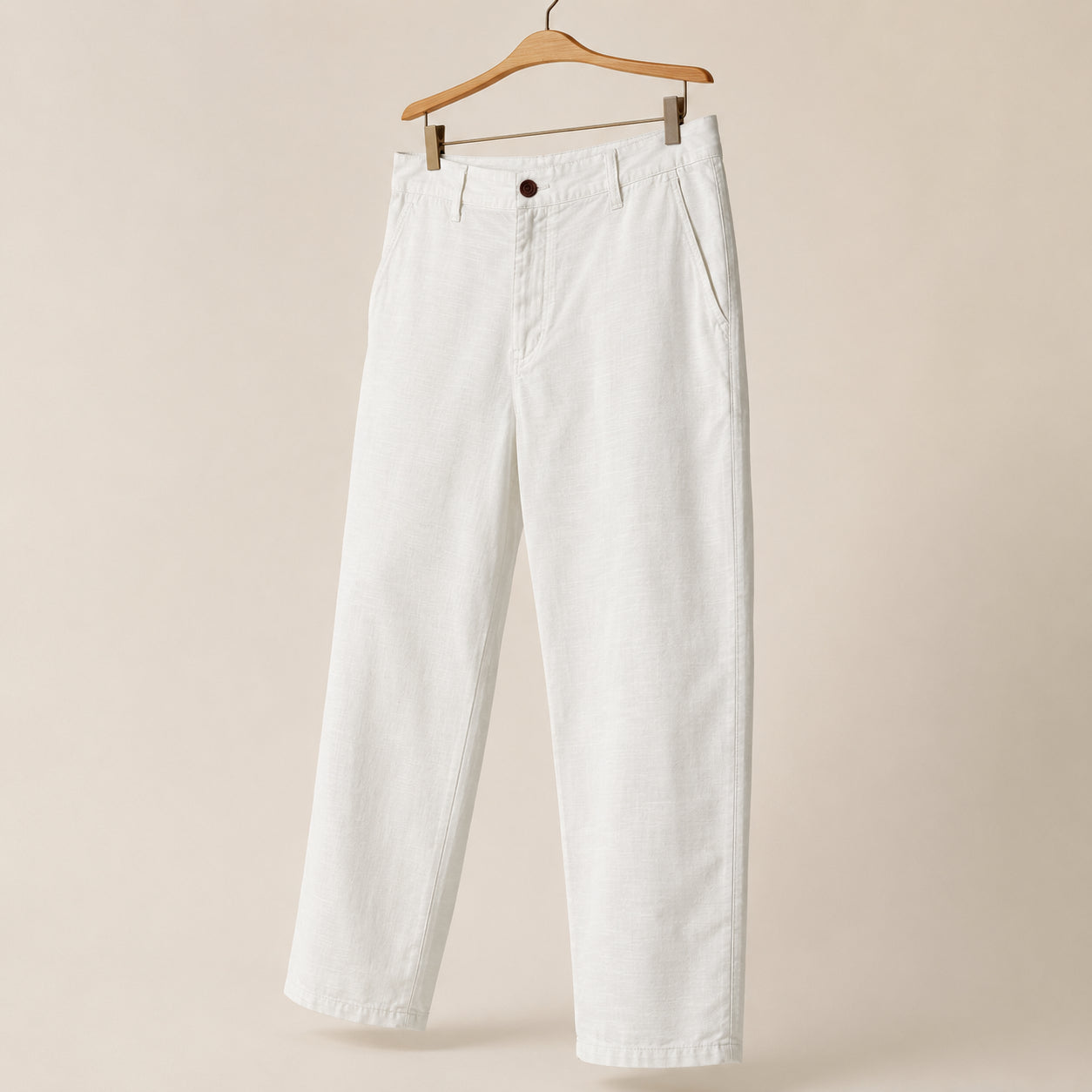 White Linen Blend Pant