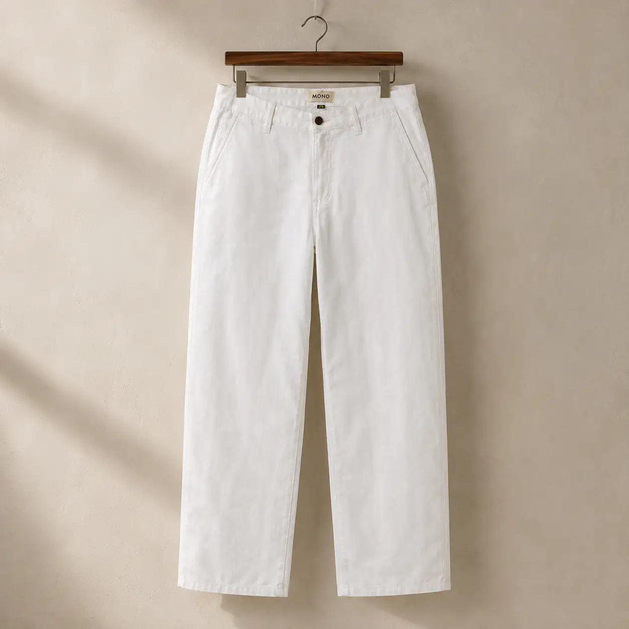 White Linen Blend Pant