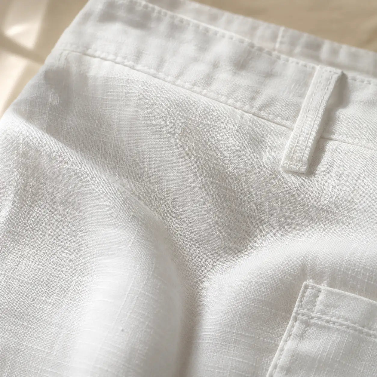 White Linen Blend Pant