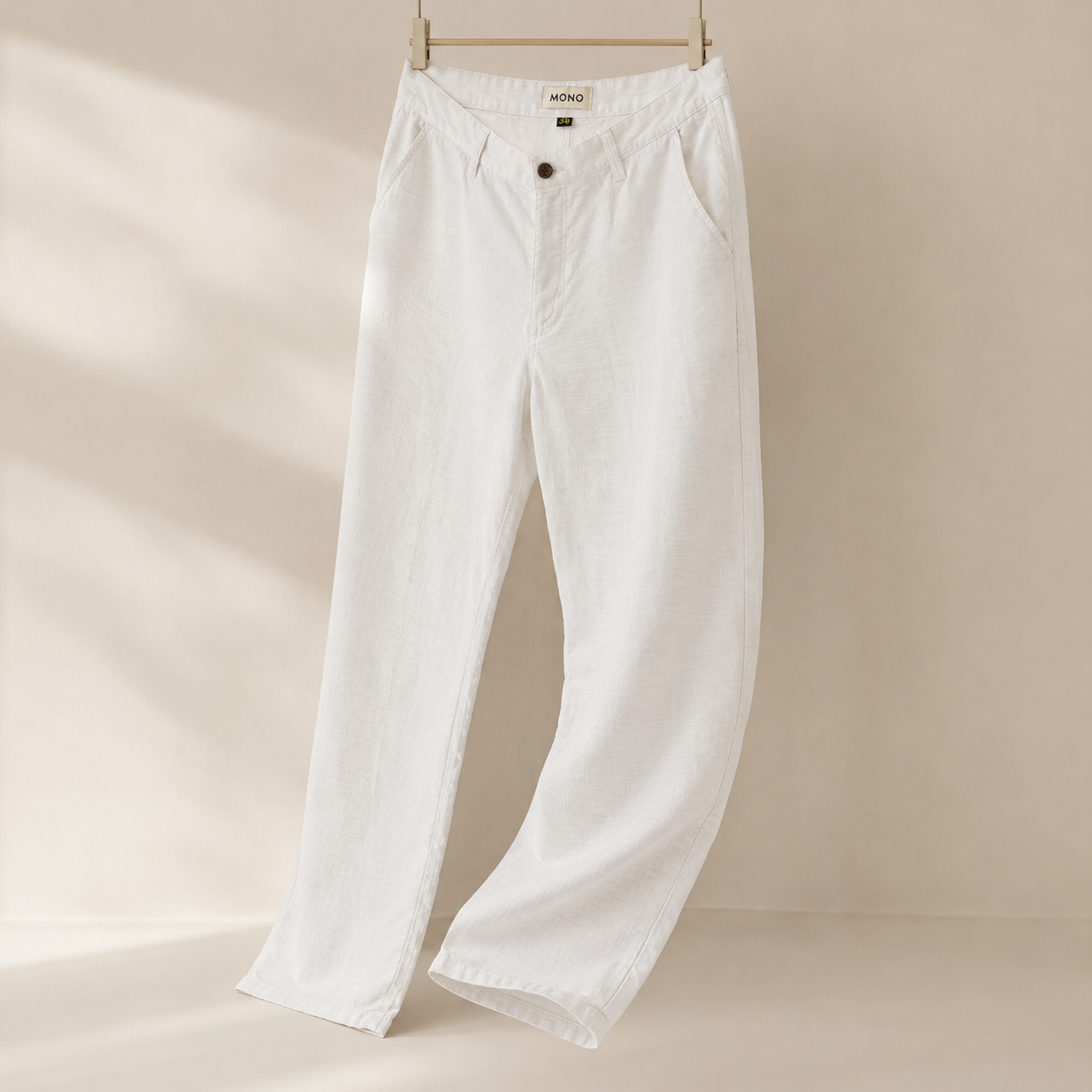 White Linen Blend Pant